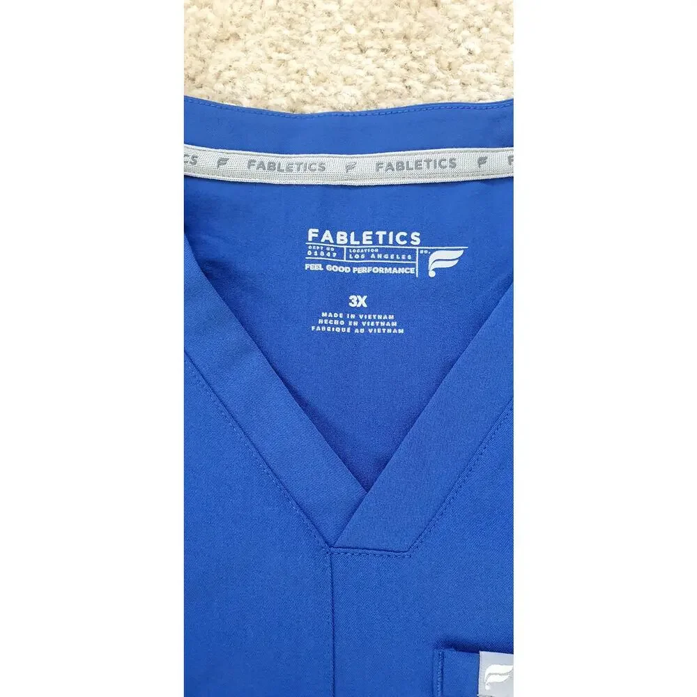 Fabletics NWOT Helix Scrub Top V-neck Mens 3X Royal Blue Lightweight READ